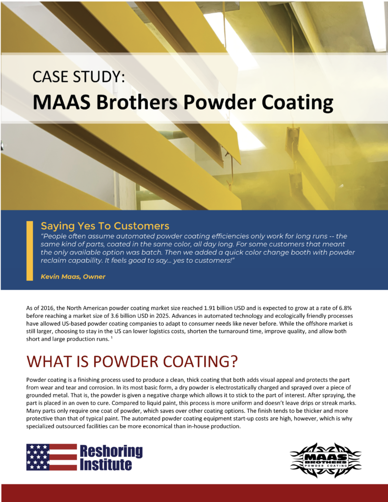 Reshoring Institute, Maas Brothers Powder Coating Case Study - Page 1