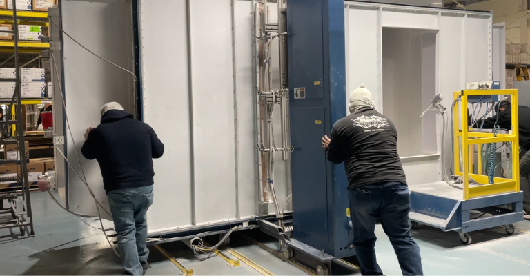 Legacy Powder Coating Booths Moved on Tracks - Maas Brothers